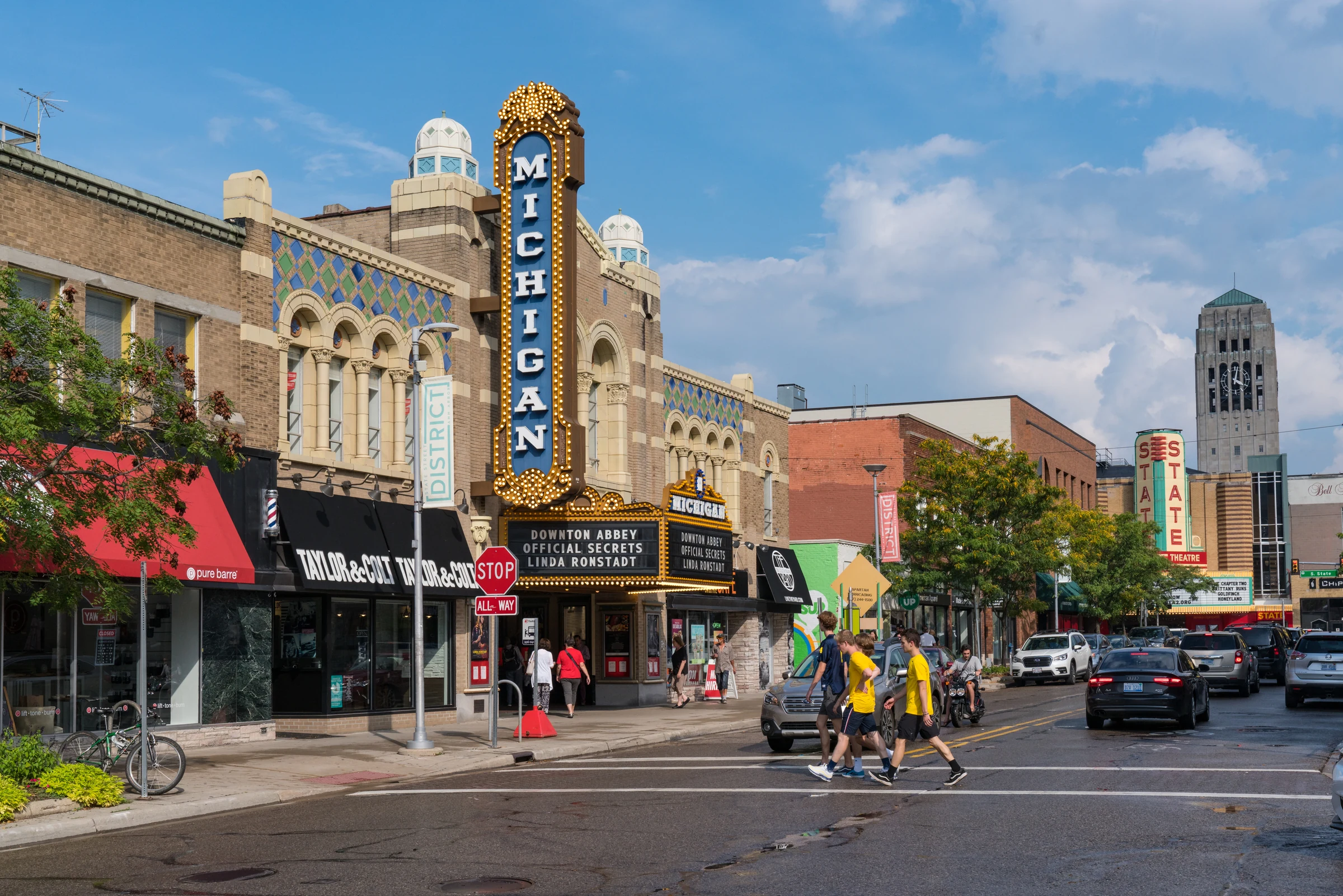 Michigan Theater and downtown Ann Arbor on a sunny day