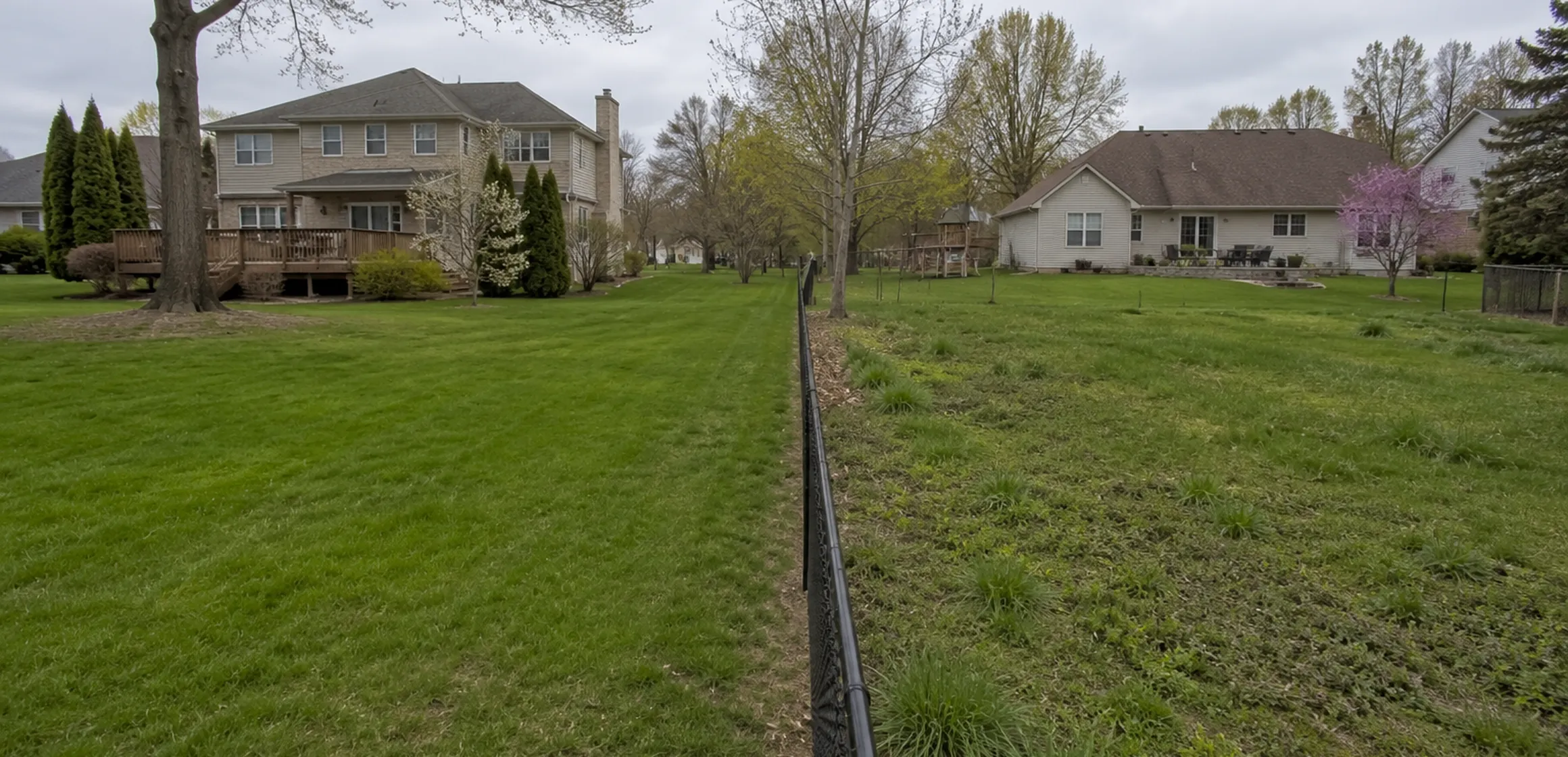 Aerial view of mapped residential lots with parcel boundary lines