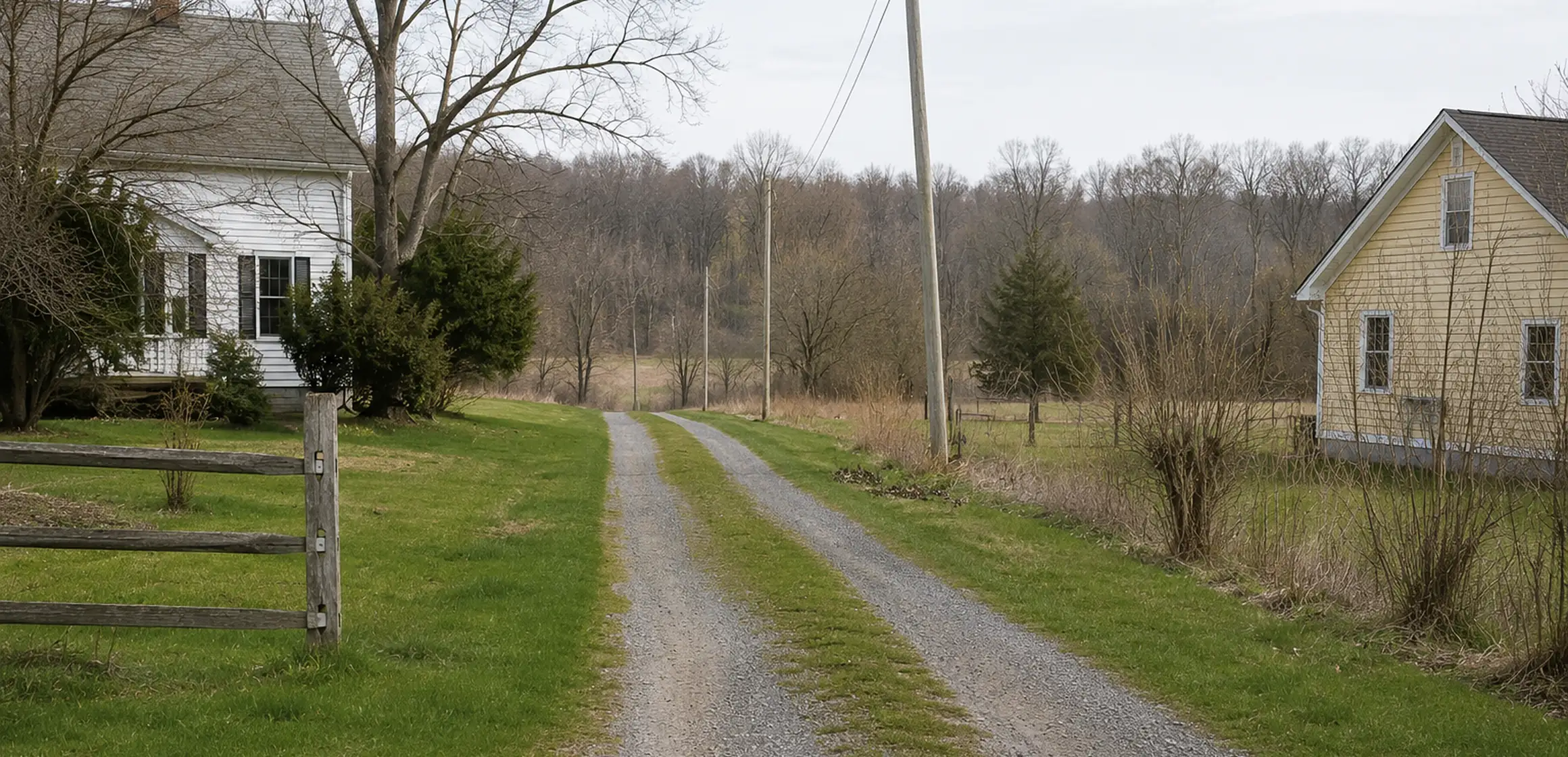 A shared rural drive crossing residential property