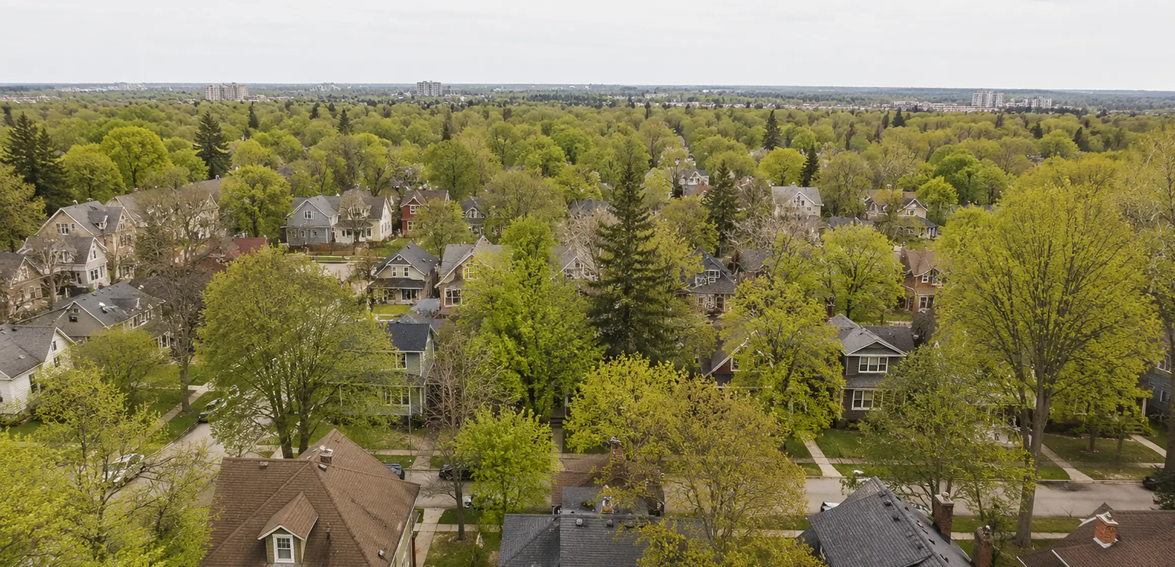 Aerial view across Ann Arbor and Washtenaw County