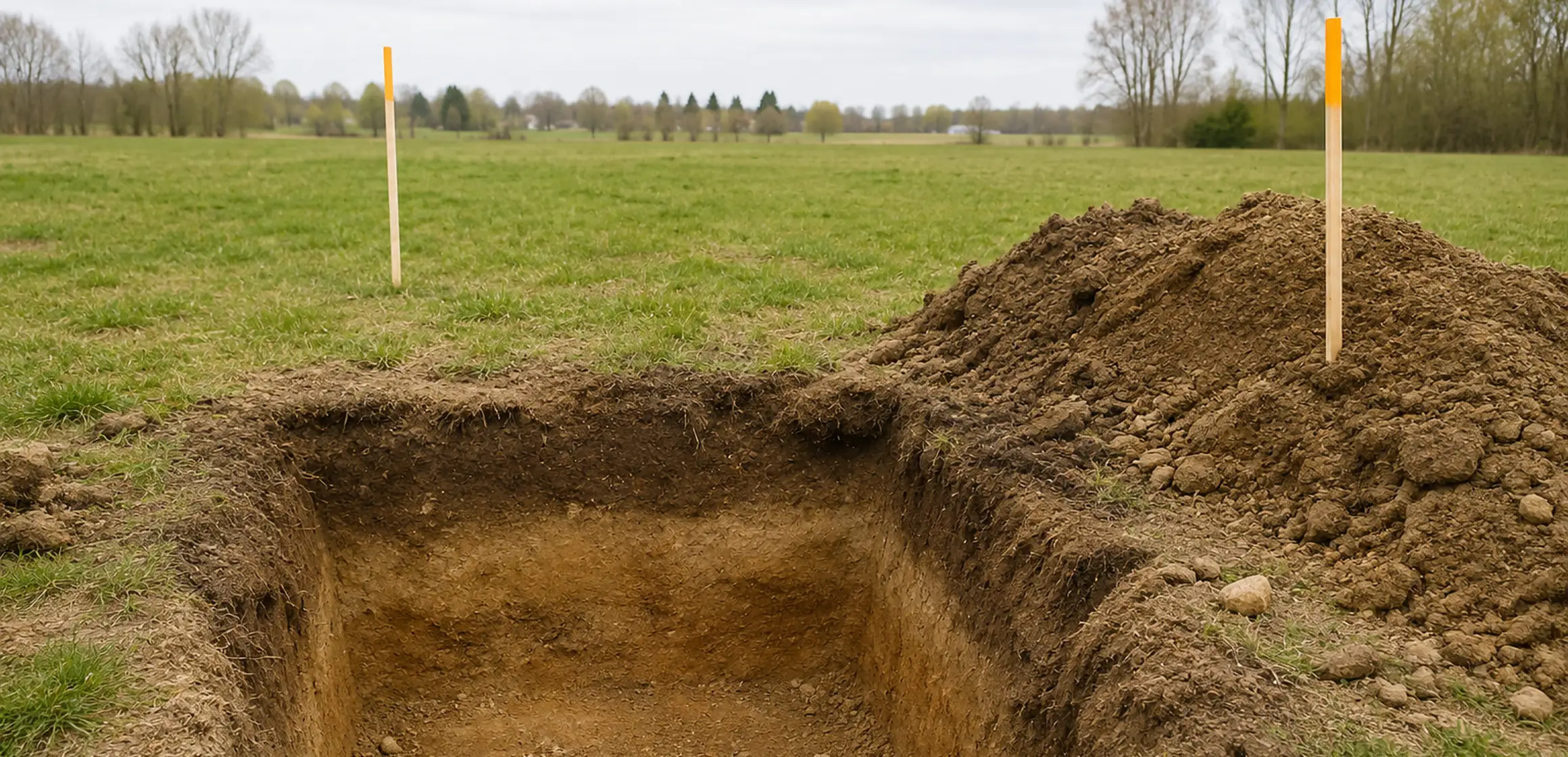 Soil being evaluated for an onsite septic system