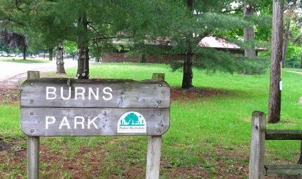 Burns Park sign in Ann Arbor, Michigan